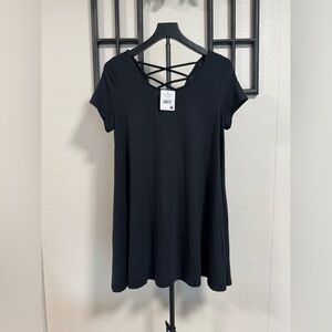 NWT Mountain Mamas Criss Cross Shorty Tunic Dress in Midnight Black Sz SM/MD